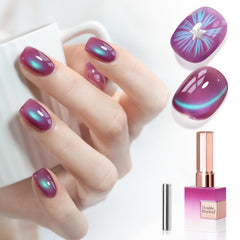 Double Rhythm cat eye gel polish purple green MC1258 bottle ready for at-home manicure.