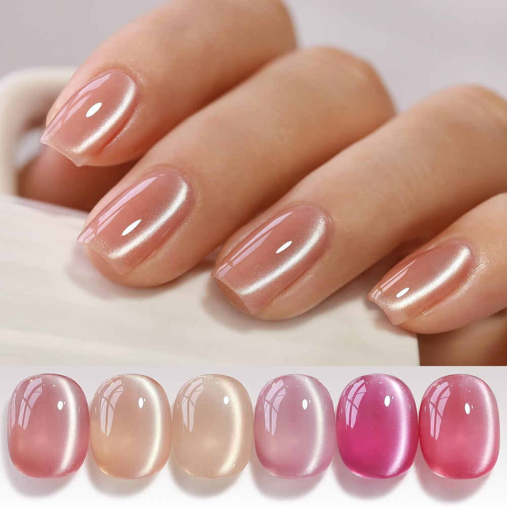 Double Rhythm Rose Gold cat eye gel polish with magnetic shimmer for chic nails