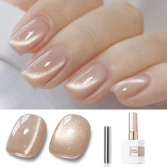 Double Rhythm cat eye gel polish bottle closeup with ice glass shimmer for at-home nail art.