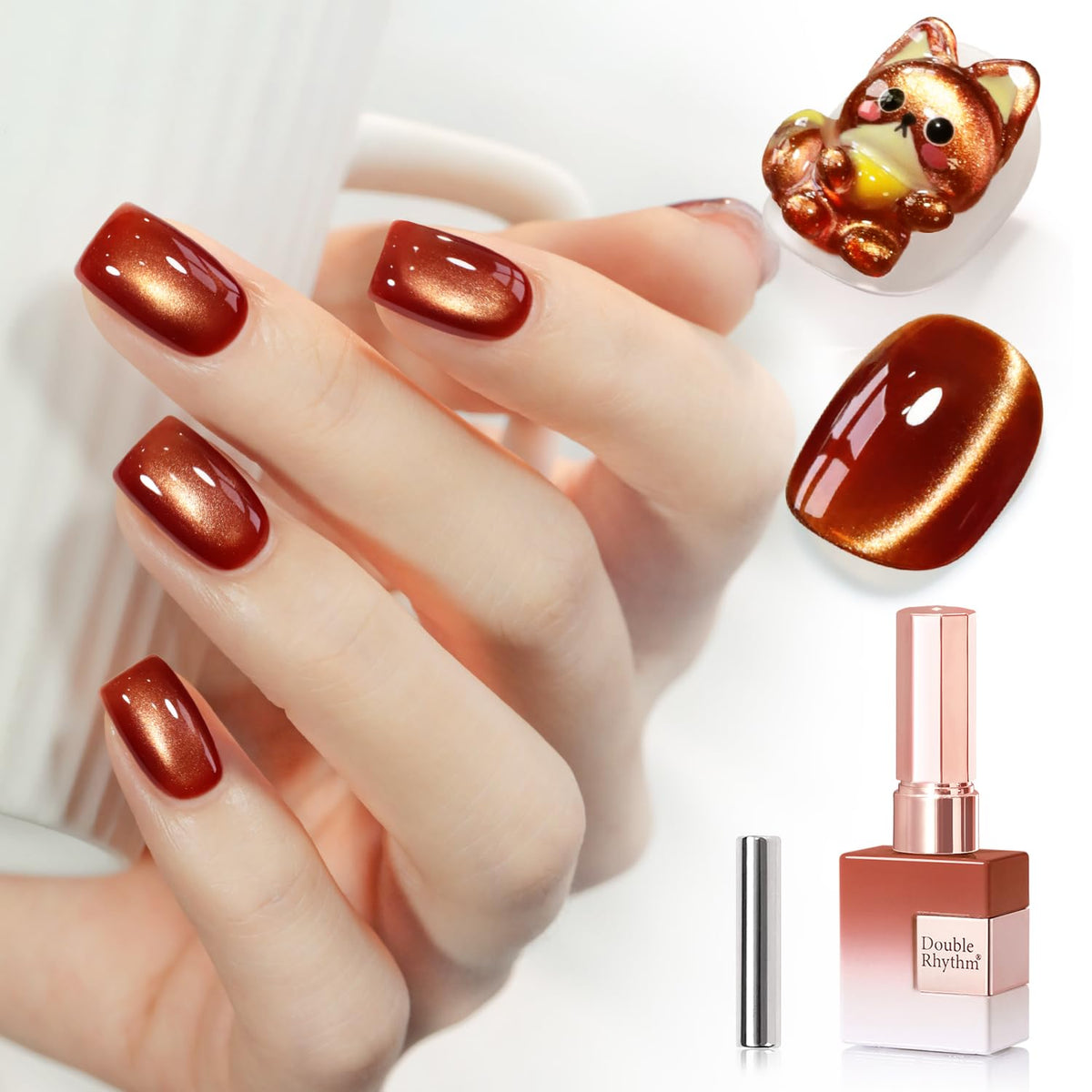 Double Rhythm cat-eye magnet bottle showing shifting shimmer under light