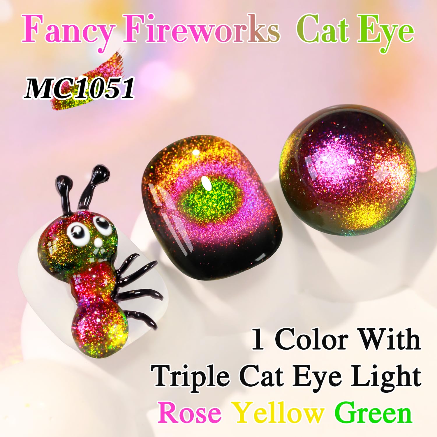 Closeup of magnet producing cat eye effect on Double Rhythm polish