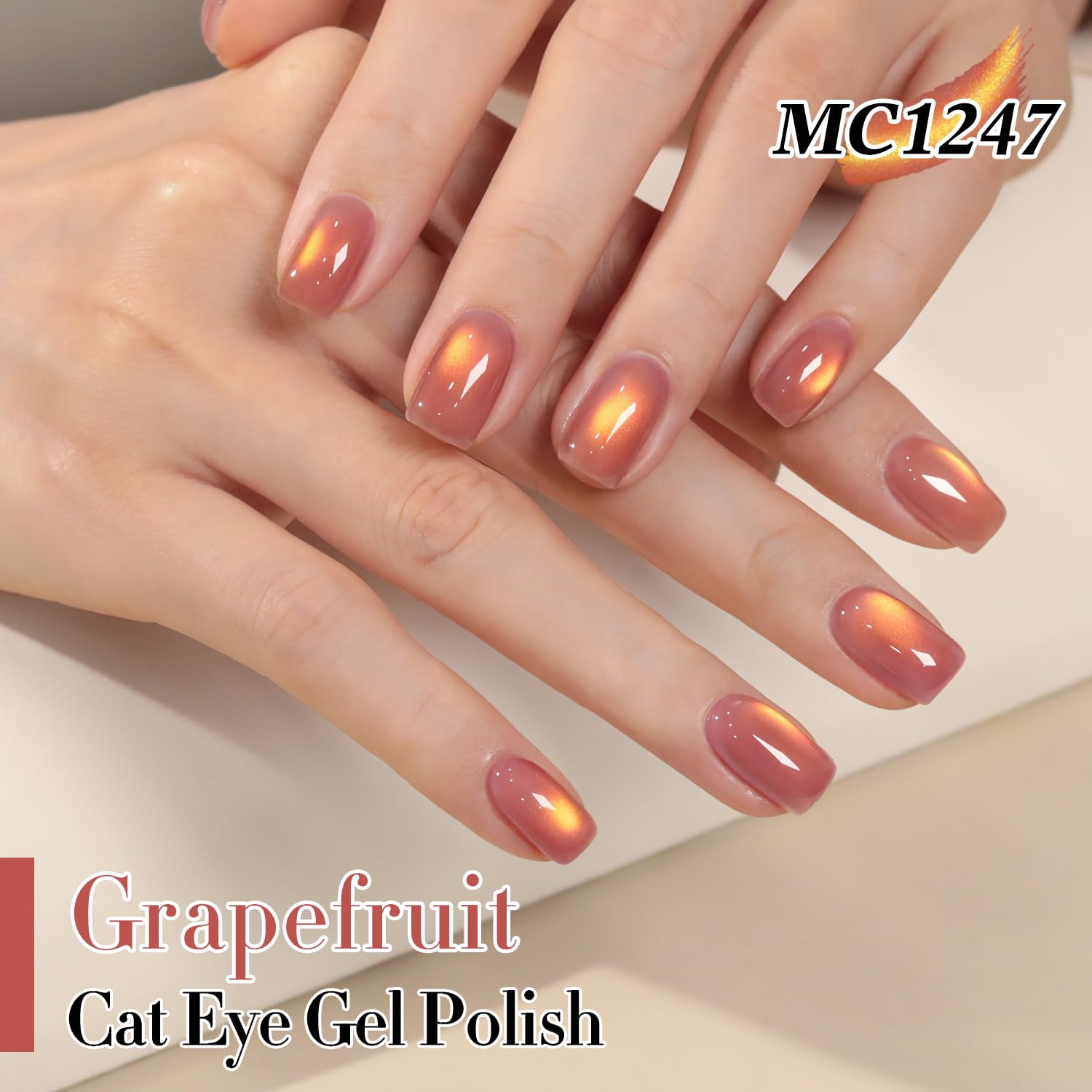 Double Rhythm cat-eye polish grape-gold reveals dynamic magnet-based shimmer on nails