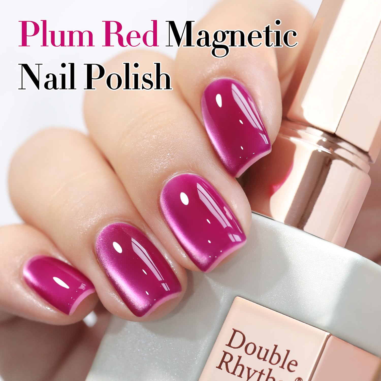 Double Rhythm Cat Eye Magnet Shimmer Violet 15ml demonstrates dynamic color shift with magnet.
