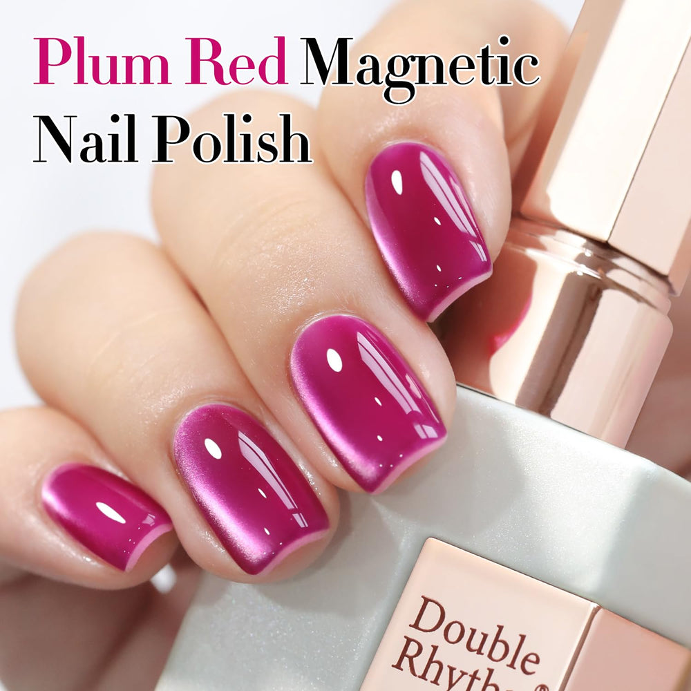 Double Rhythm Cat Eye Magnet Shimmer Violet 15ml demonstrates dynamic color shift with magnet.