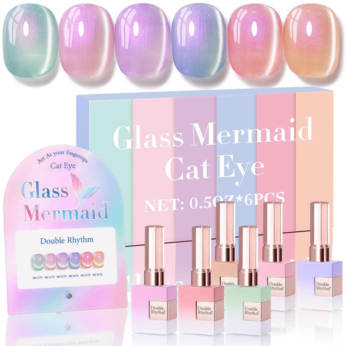 Double Rhythm cat eye polish bottle with magnetic shimmer for bold nails.