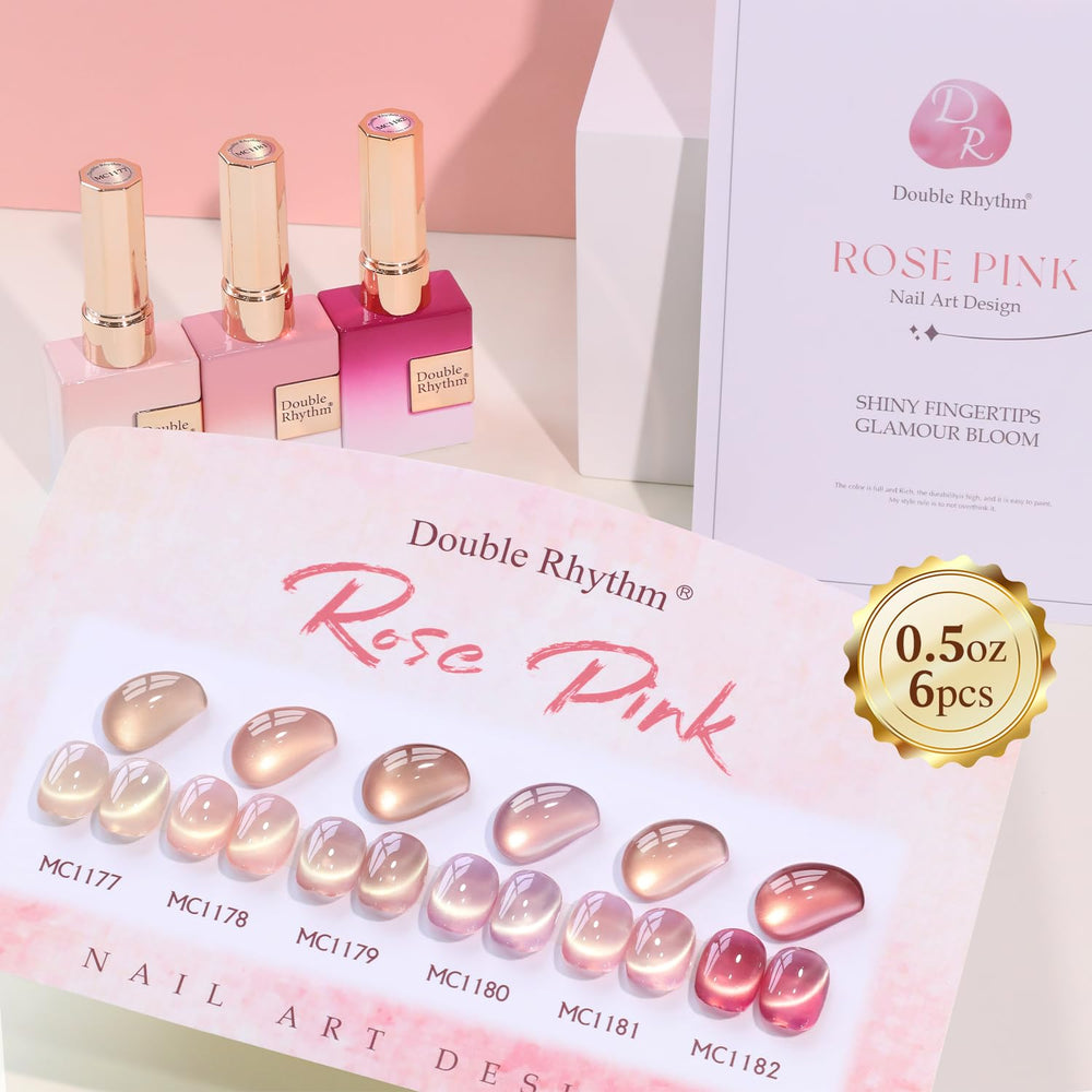 Hands display Double Rhythm Cat Eye nails with versatile home nail art.