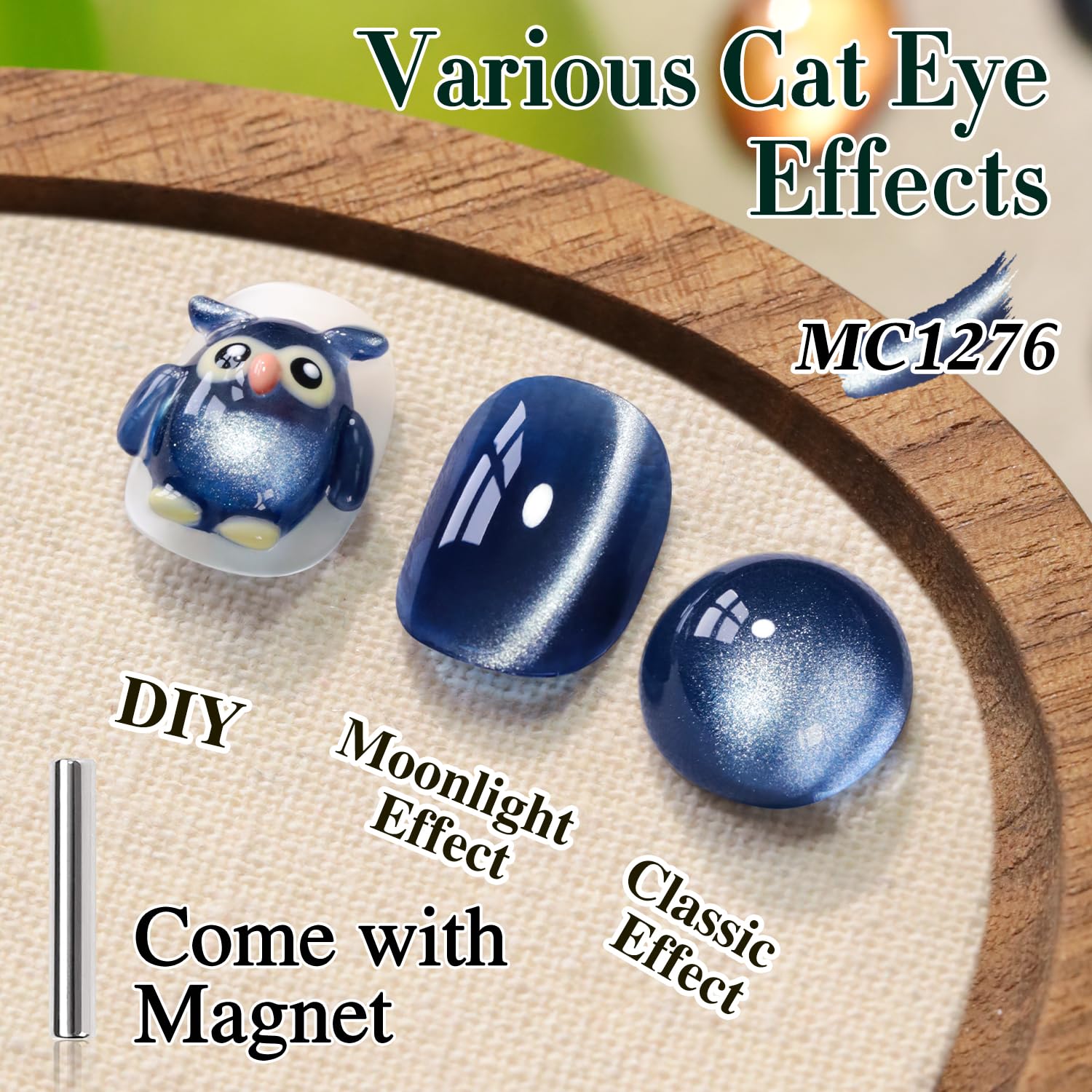 Magnet included for shifting cat eye effect on Double Rhythm Blue Coral polish