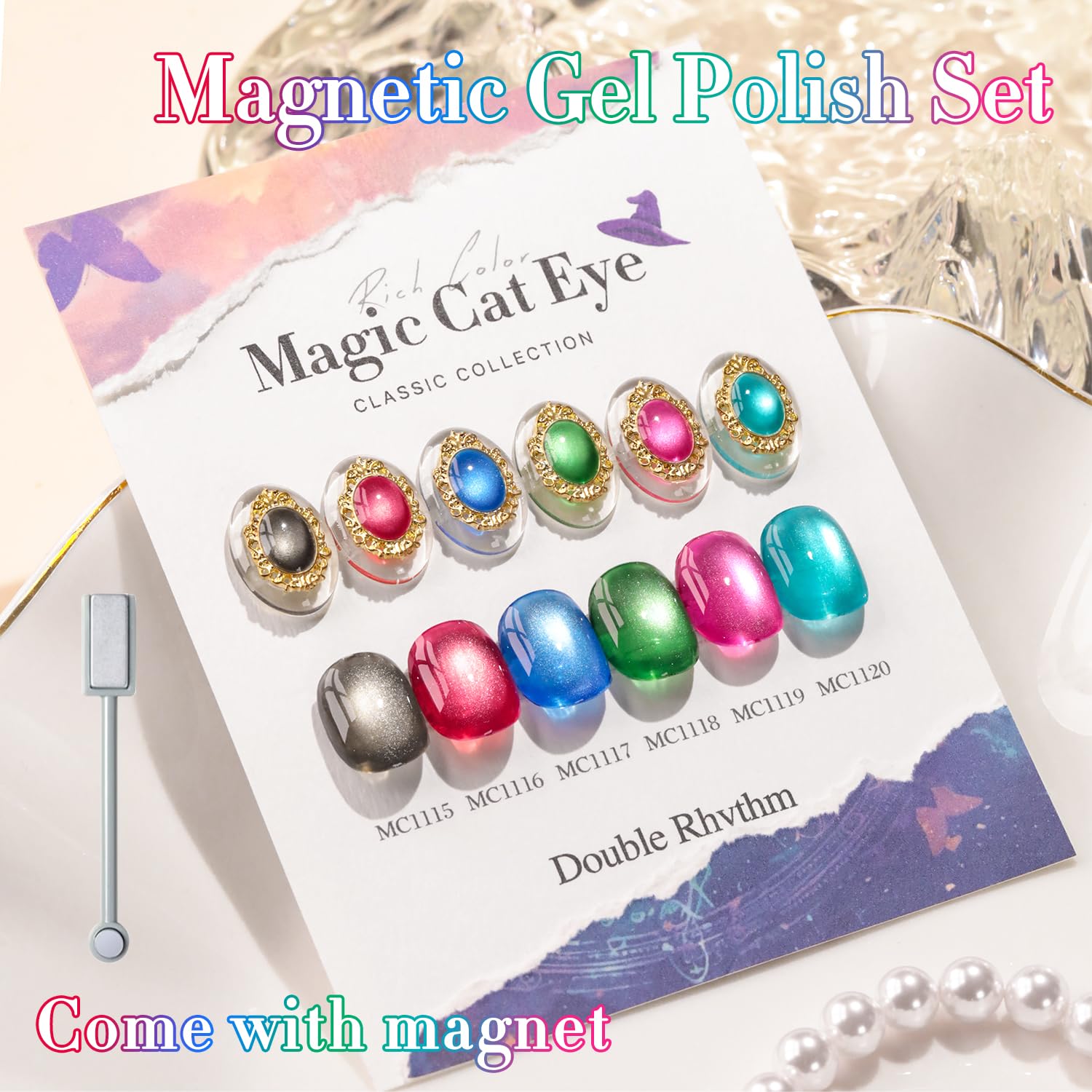 Double Rhythm Cat Eye Polish in blue provides cool shimmer and reflective cat-eye shift.