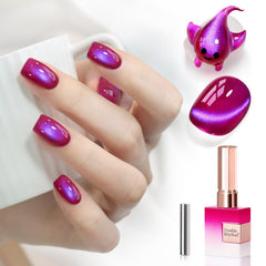 Double Rhythm cat eye polish bottle with magnet enabling versatile magnetic nail art.