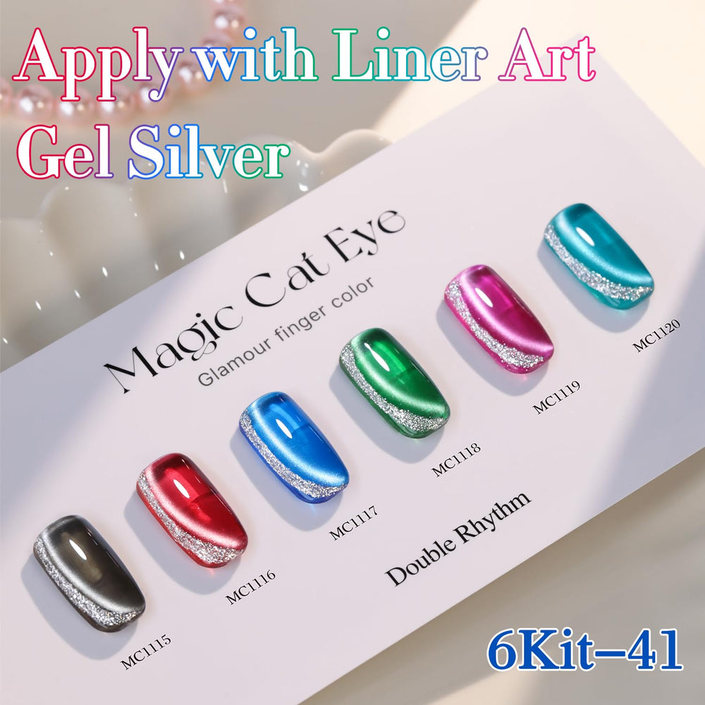 Double Rhythm Cat Eye Polish in green delivers rich pigment with magnetic depth.