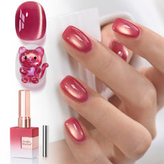 Double Rhythm cat-eye polish with magnet creates a dreamy rose purple look at home