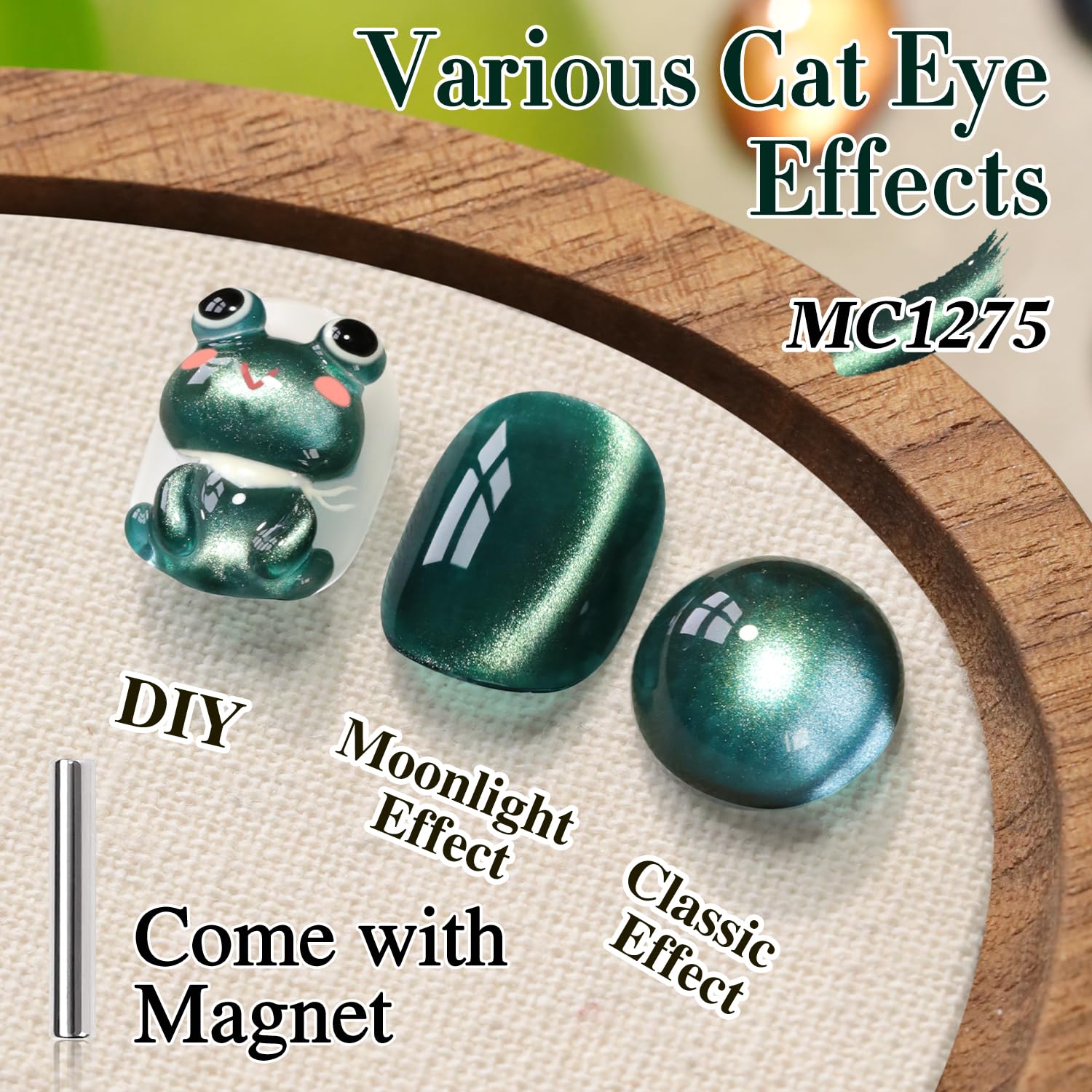 Magnet tool with Double Rhythm winter green cat eye polish for magnetic art