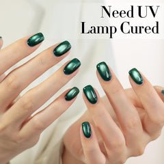 Nail swatch of Double Rhythm winter green jelly cat eye polish