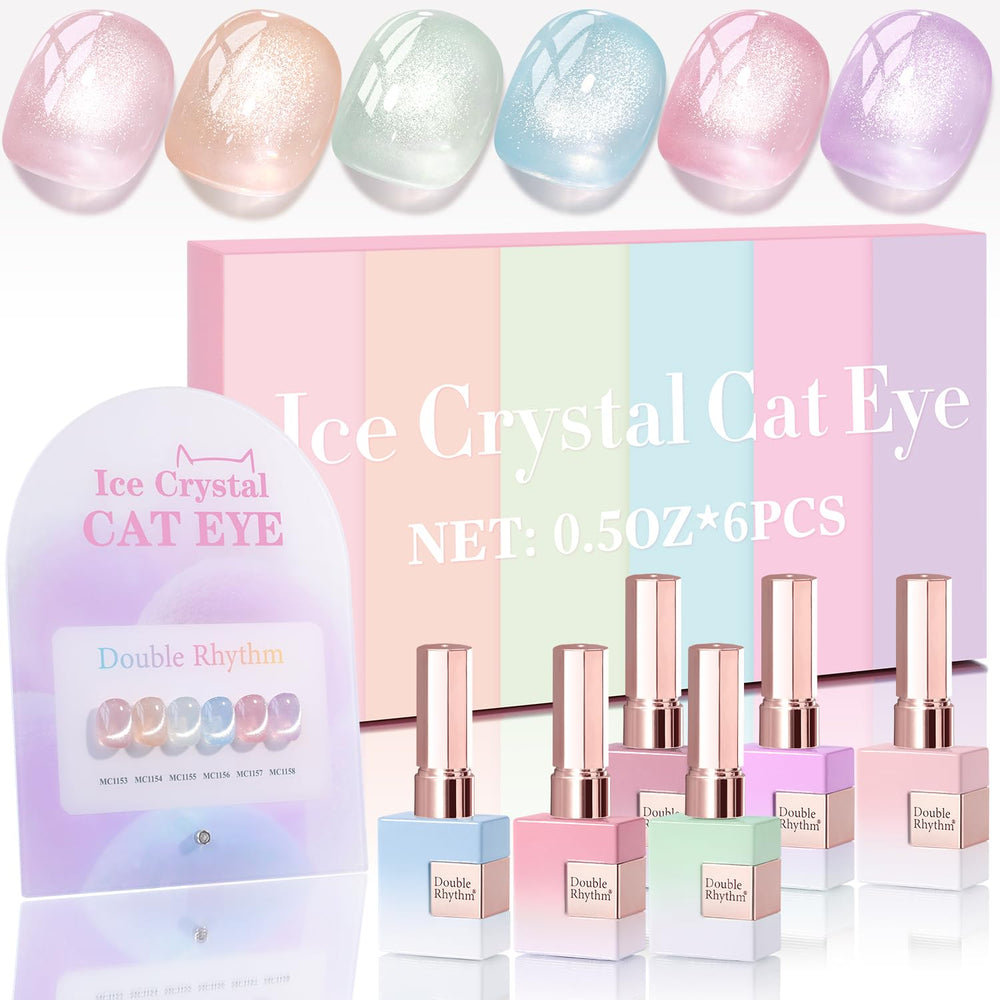 Double Rhythm cat-eye swatch and bottle show shimmering magnetic effect for salon-ready nails.