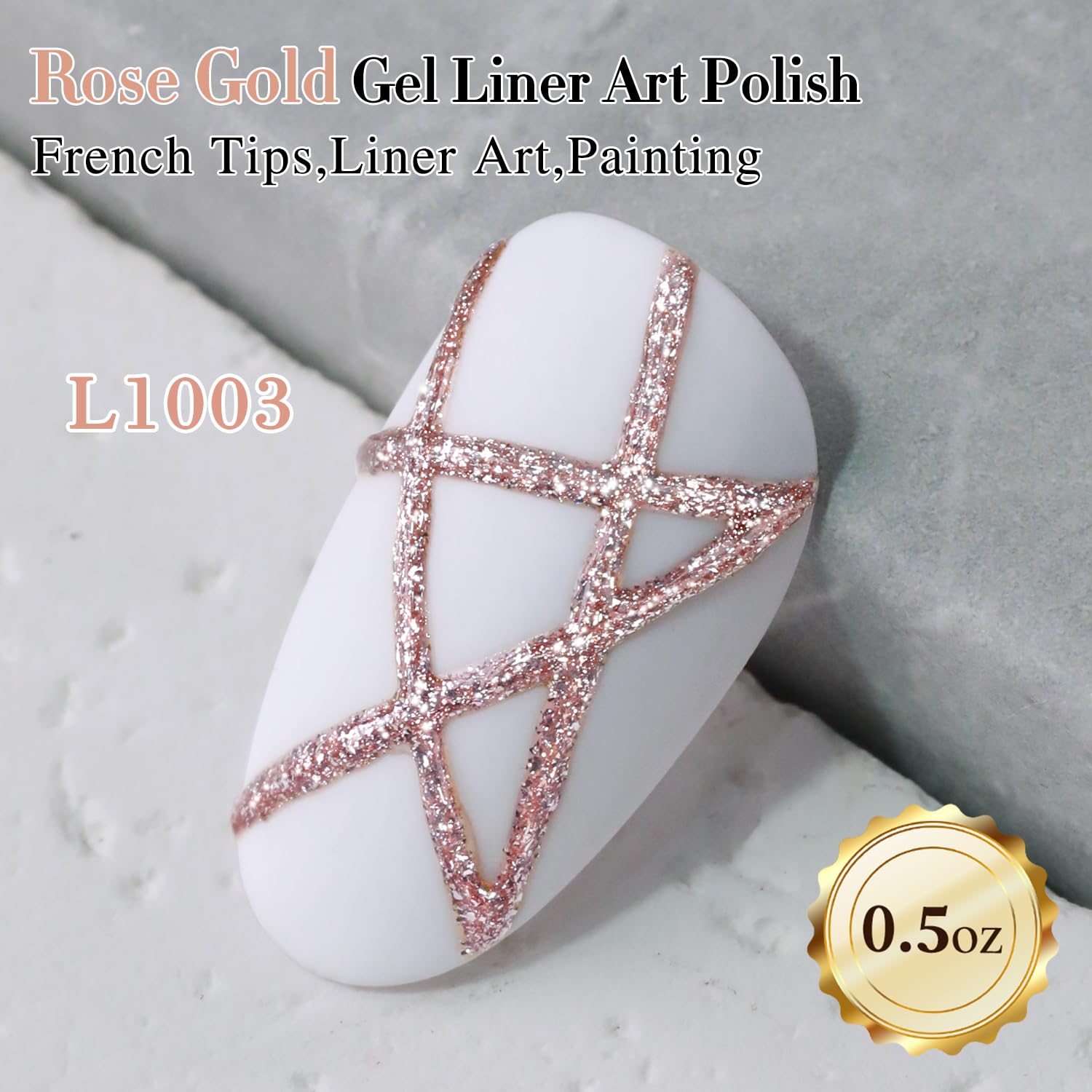 Double Rhythm champagne gold glitter gel adds glamorous sparkle to nails