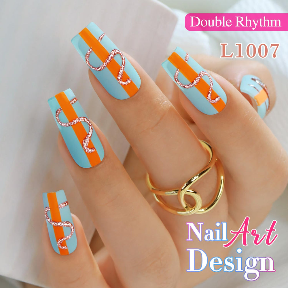 Double Rhythm Chrome Paint nail art demonstrates precise 3D detailing.