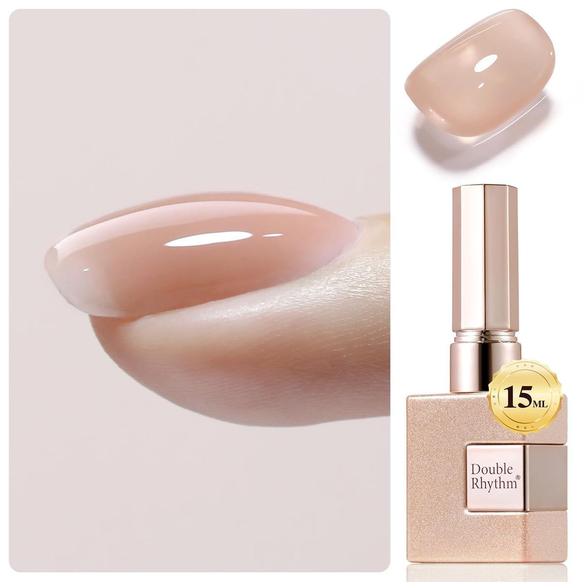 Double Rhythm clear gel nail polish apex-building in action for stronger nails