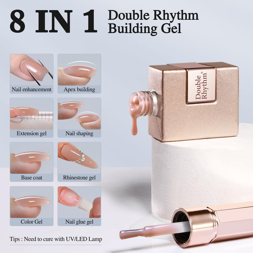 Double Rhythm clear gel nail polish length extension demonstration