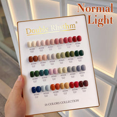 Double Rhythm clear top gel bottle ready to finish a long-lasting top coat.