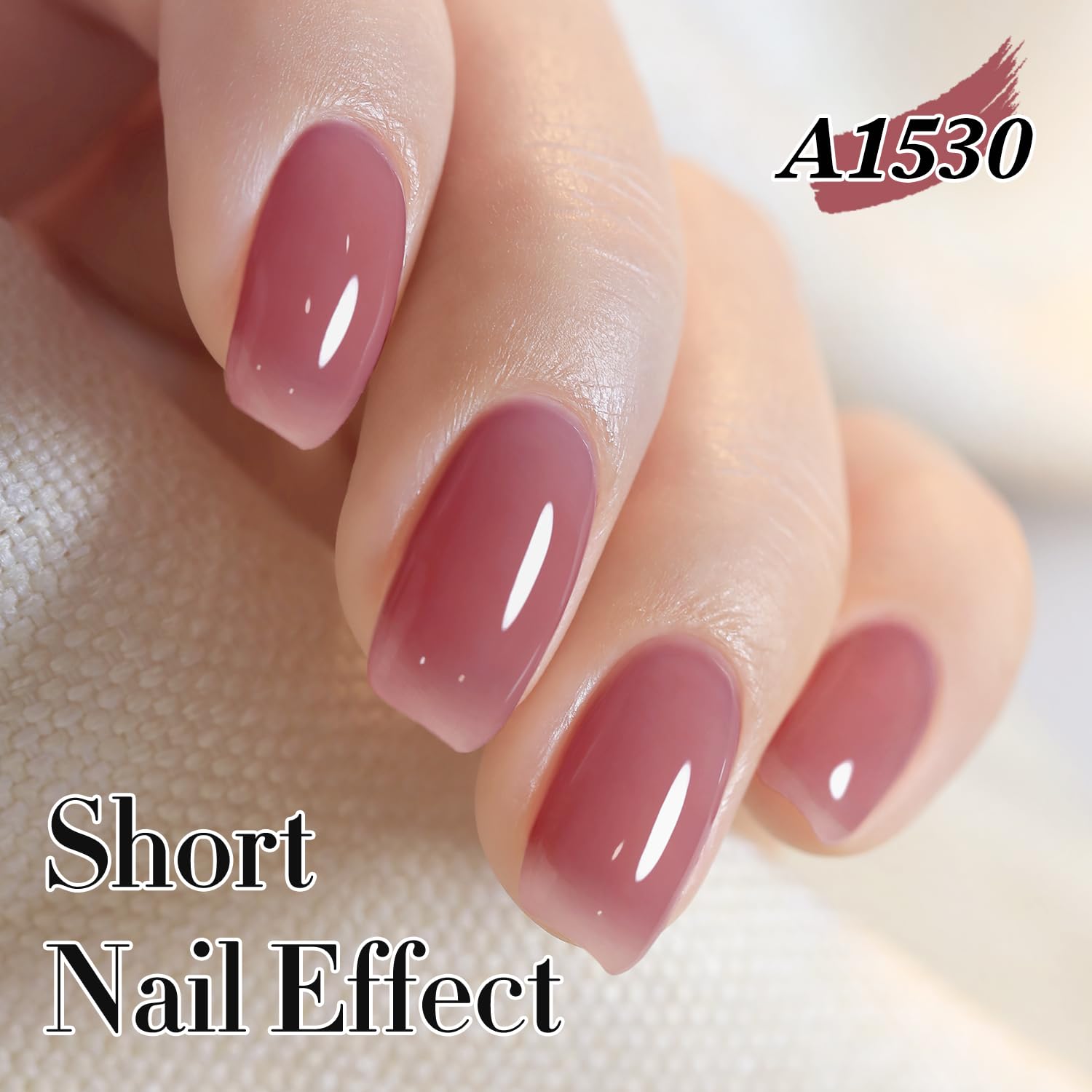 Double Rhythm translucent gel polish close-up under lighting to highlight shine.