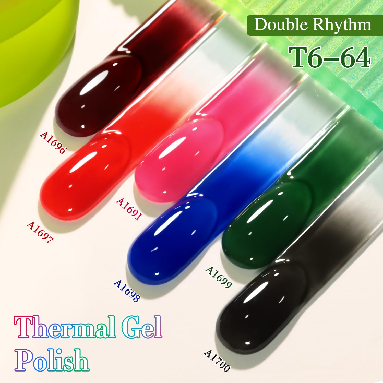 Double Rhythm color-changing gel polish close-up highlighting temperature shift.
