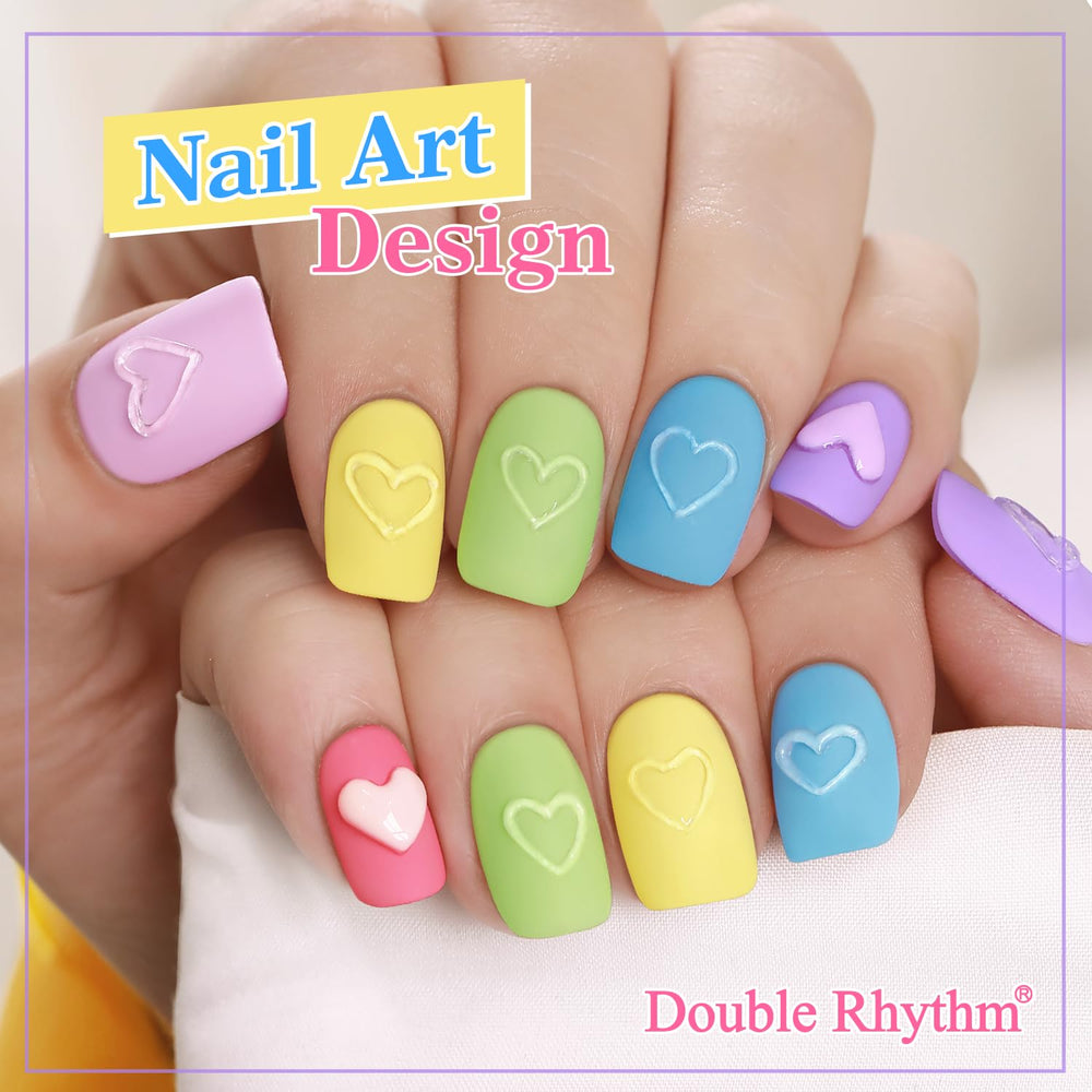Double Rhythm color range includes purple, blue, green, yellow, pink, peach