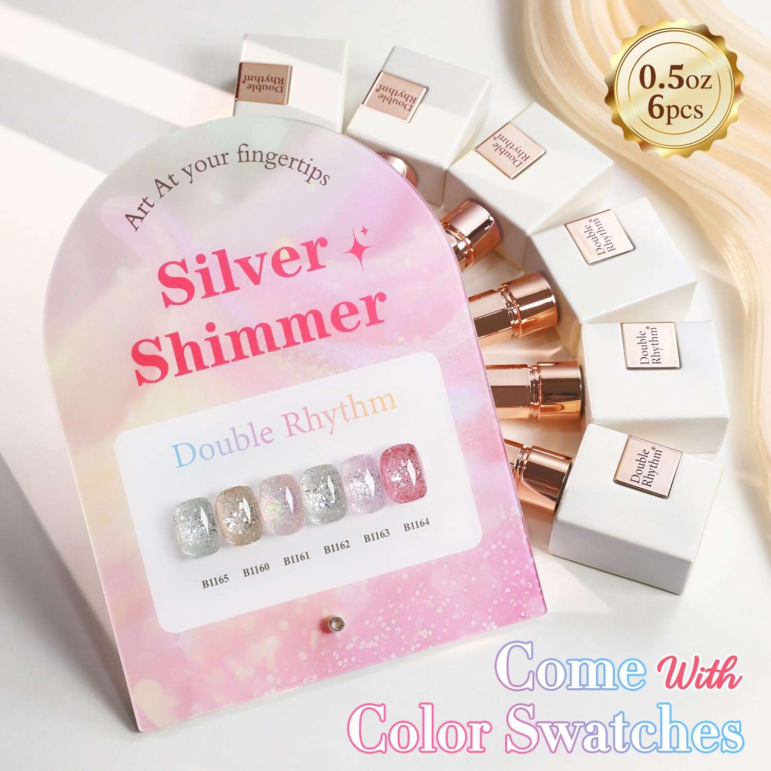 Double Rhythm color swatches help match shades for any mood.