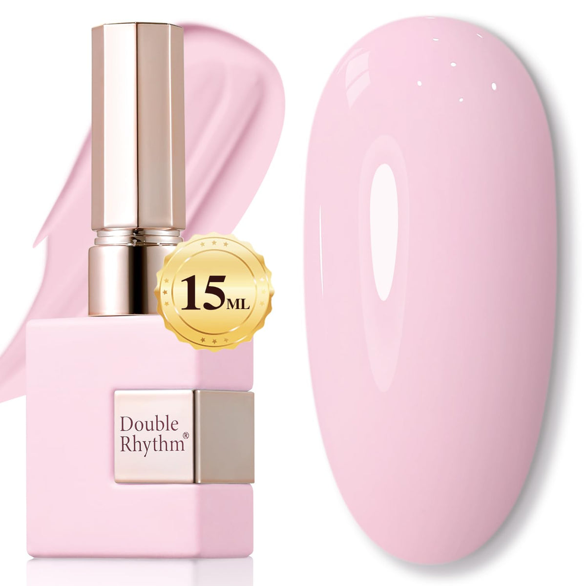 Double Rhythm creamy pink 15ml bottle for at-home gel manicures