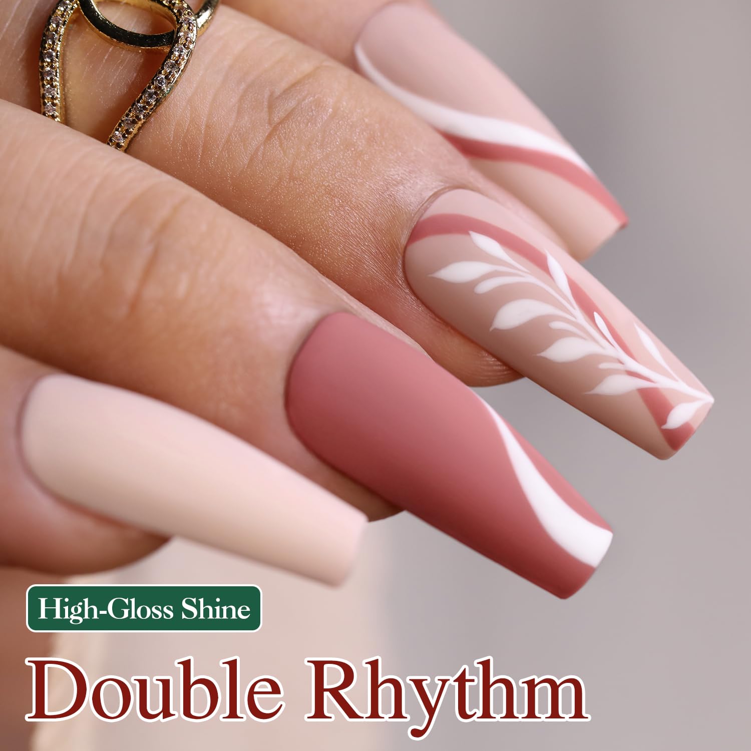 Double Rhythm dark nude and pink shades for versatile DIY nail art.