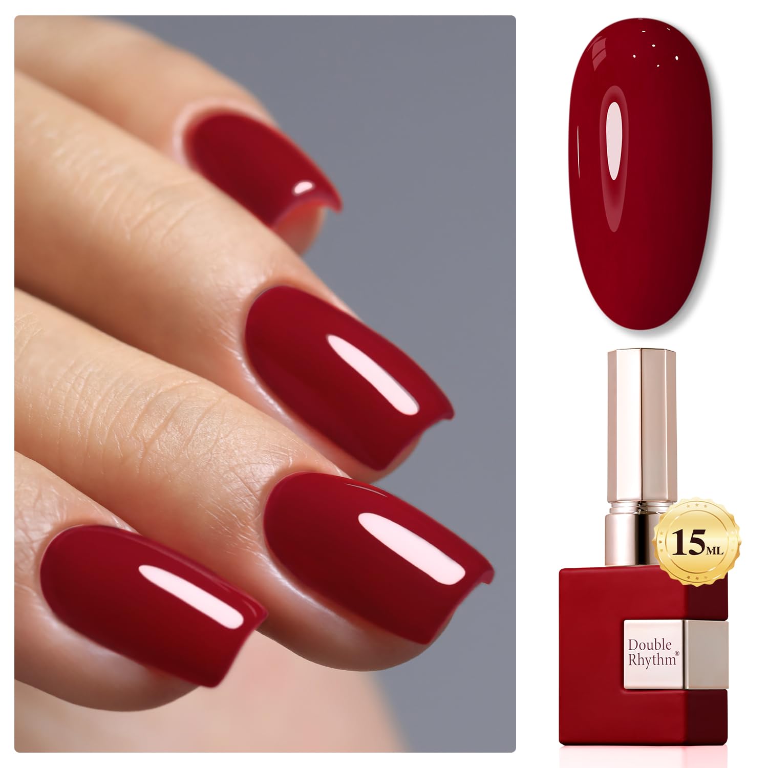 Double Rhythm dark red 15ml bottle close up, ideal for salon grade color at home