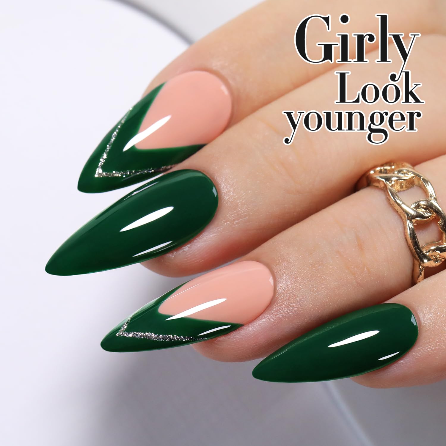 Gift-ready Double Rhythm gel polish set in Deep Green shade.