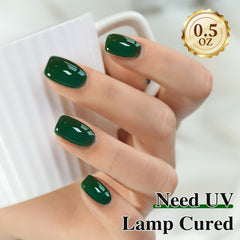 Deep Green swatch on nail showing glossy, even color.
