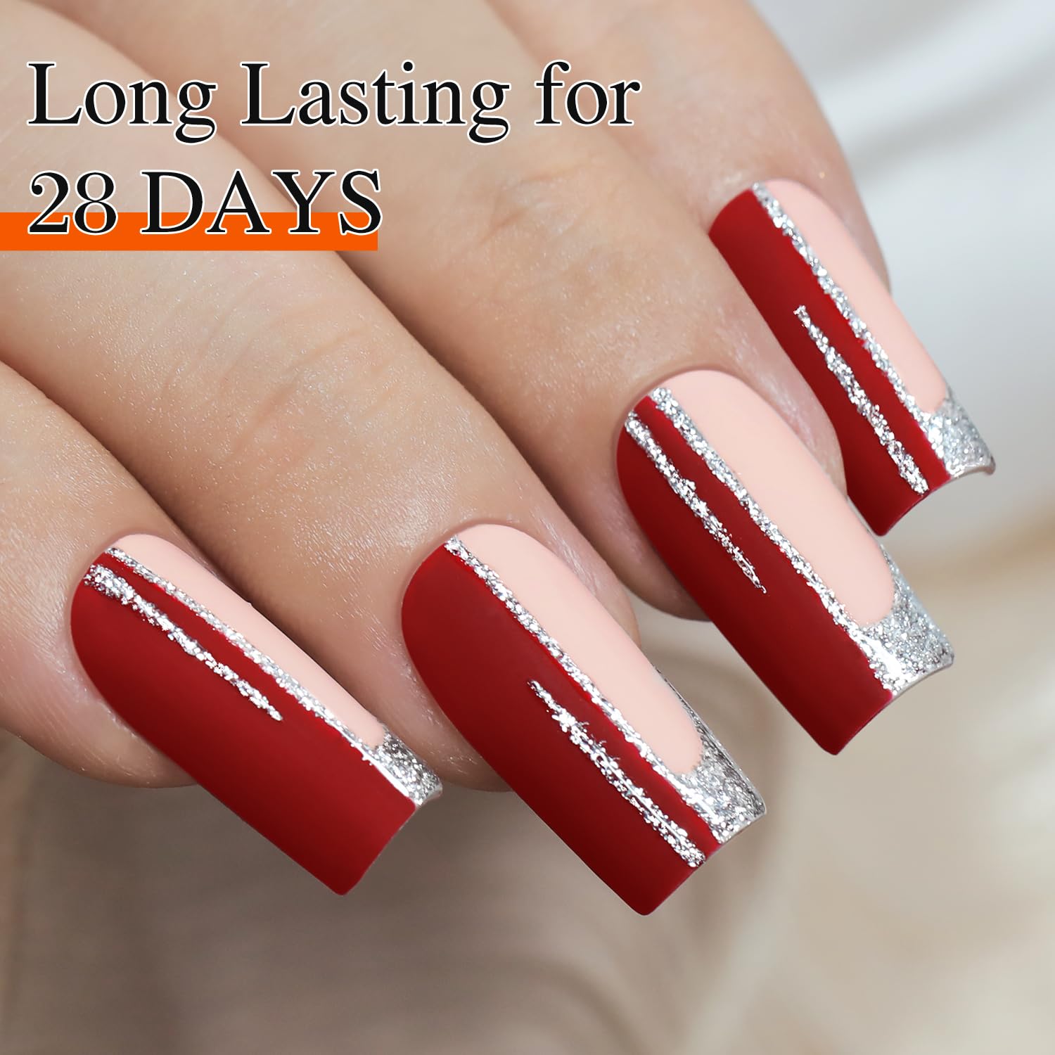 Double Rhythm finished nails showcase a pristine silver-bronze shine.