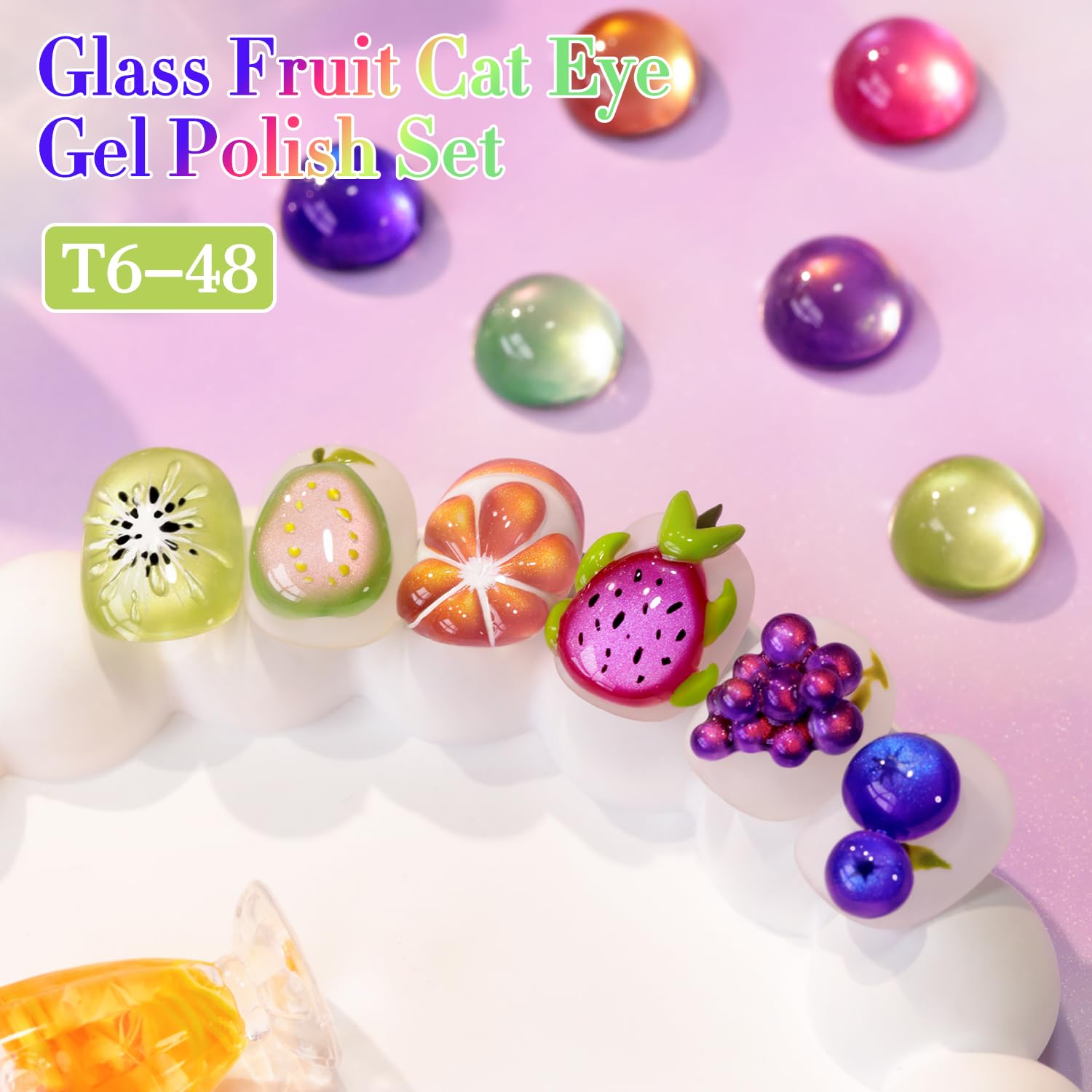 Magnet tool revealing cat-eye effect on shimmering nail color