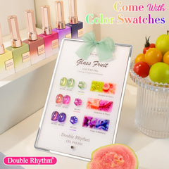 Double Rhythm gel polish swatches showing color consistency across bottles