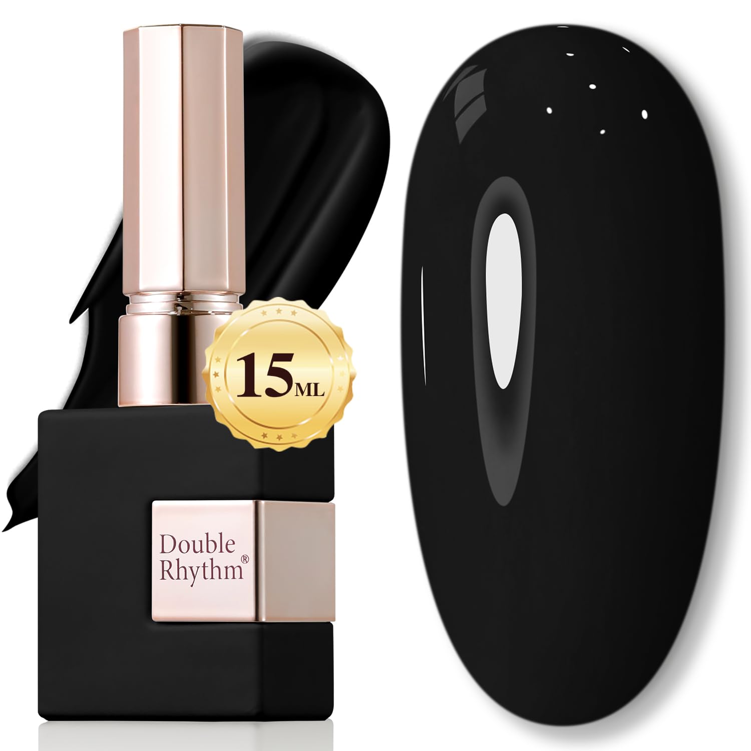Double Rhythm gel polish A1015 black bottle for salon-quality color at home.