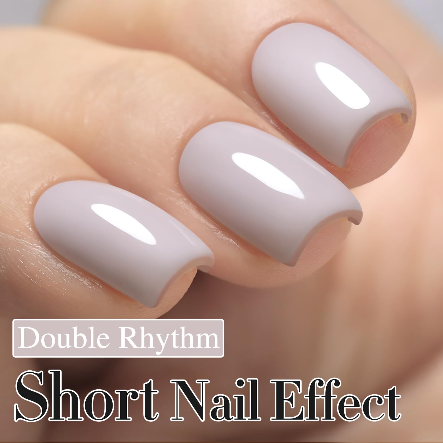 Double Rhythm gel polish brush applying sheer color for a DIY manicure.