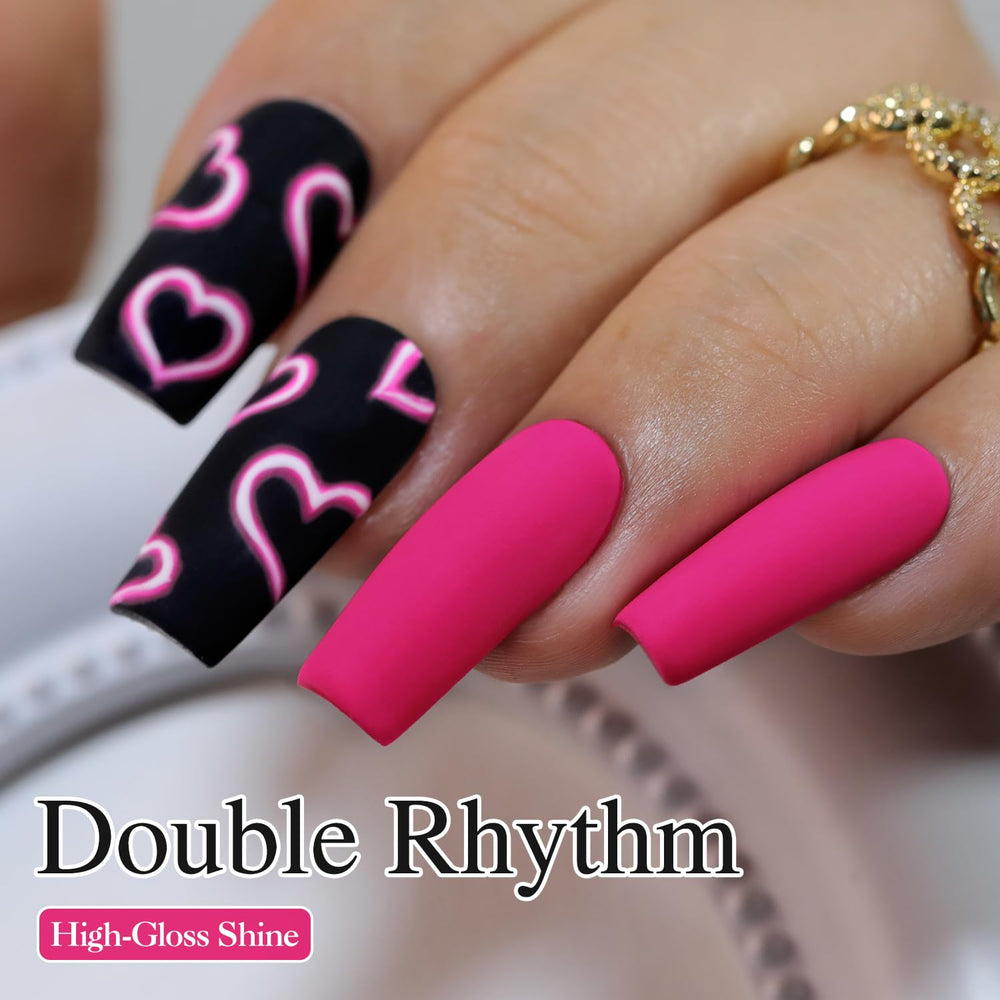 Double Rhythm gel polish applicator brush shows smooth, beginner-friendly application.