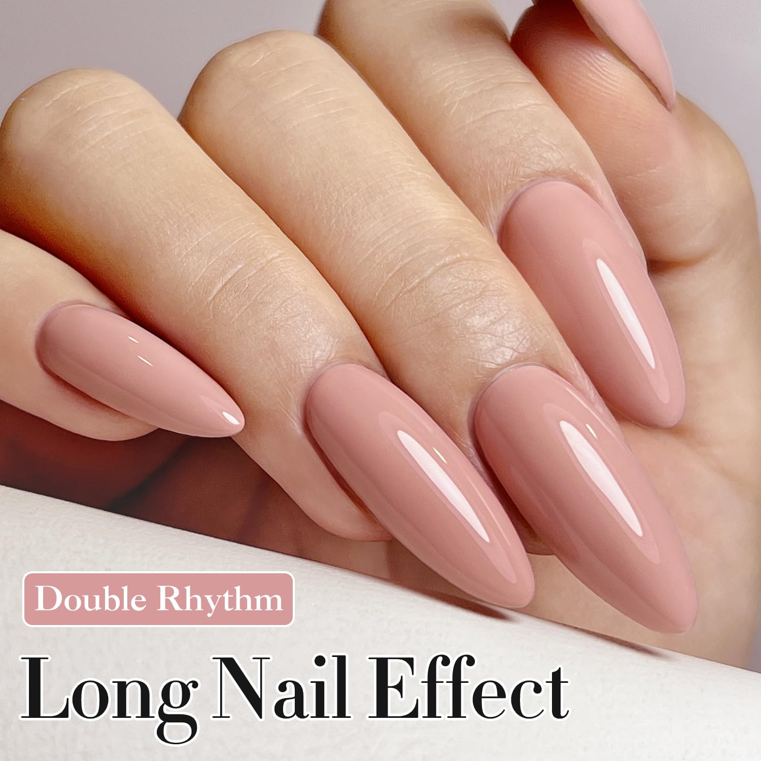 Double Rhythm gel polish brush close-up showing smooth application.