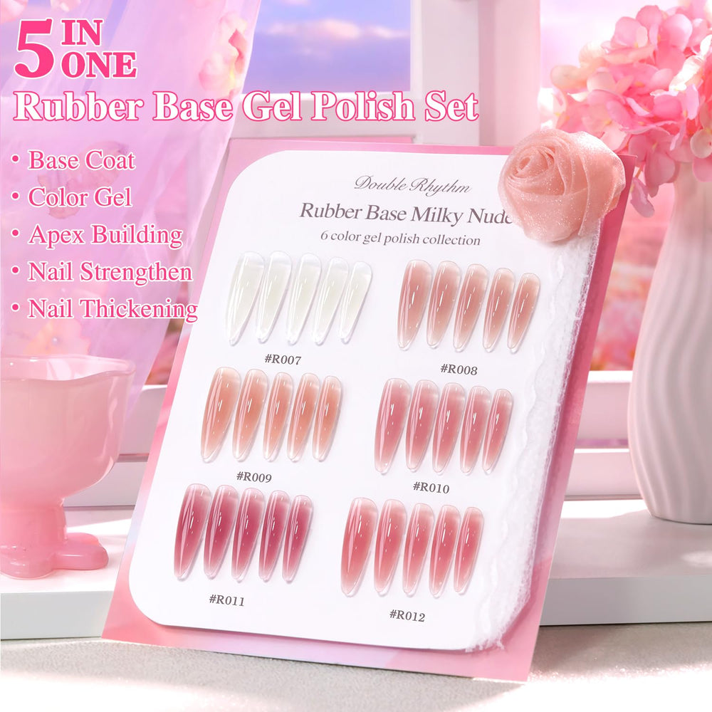 Double Rhythm gel polish milky nude pink close-up demonstrates vibrant pigment and shine