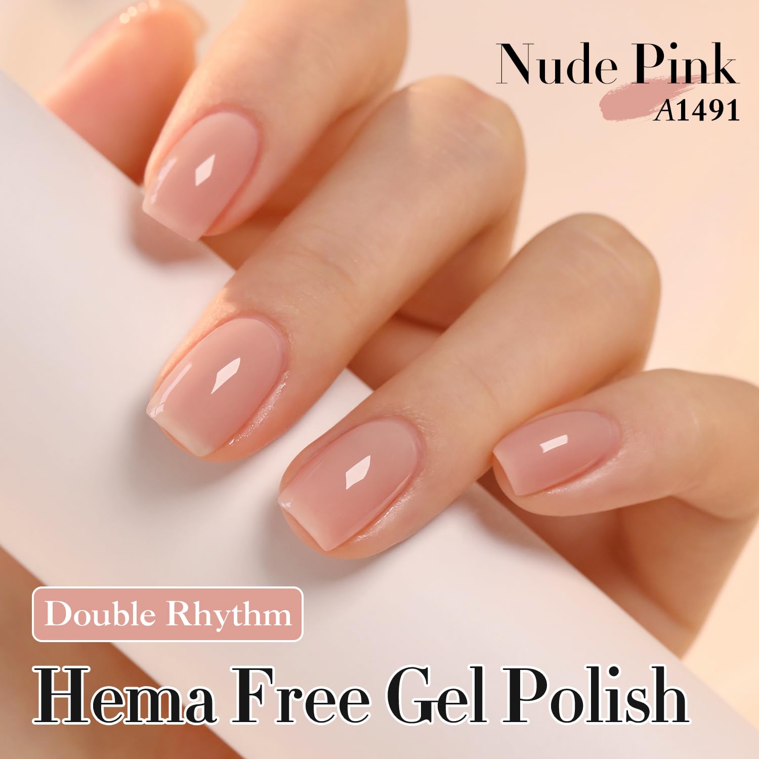 Double Rhythm nude pink 15ml jelly polish for a natural look.