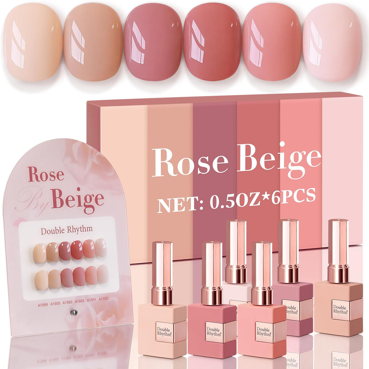 Double Rhythm gel polish set in rose beige for at-home salon-quality manicures.