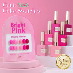Double Rhythm 6-pcs gel polish set shows consistent color across bottles.