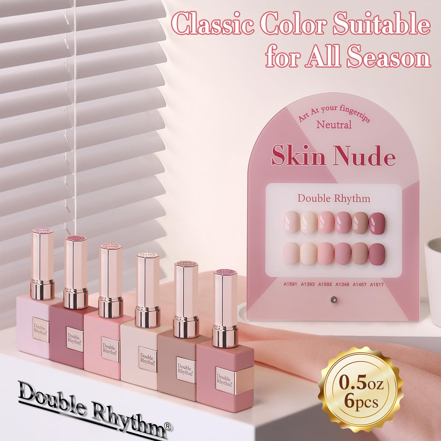 Double Rhythm gel polish swatch highlights vibrant shade range and smooth finish