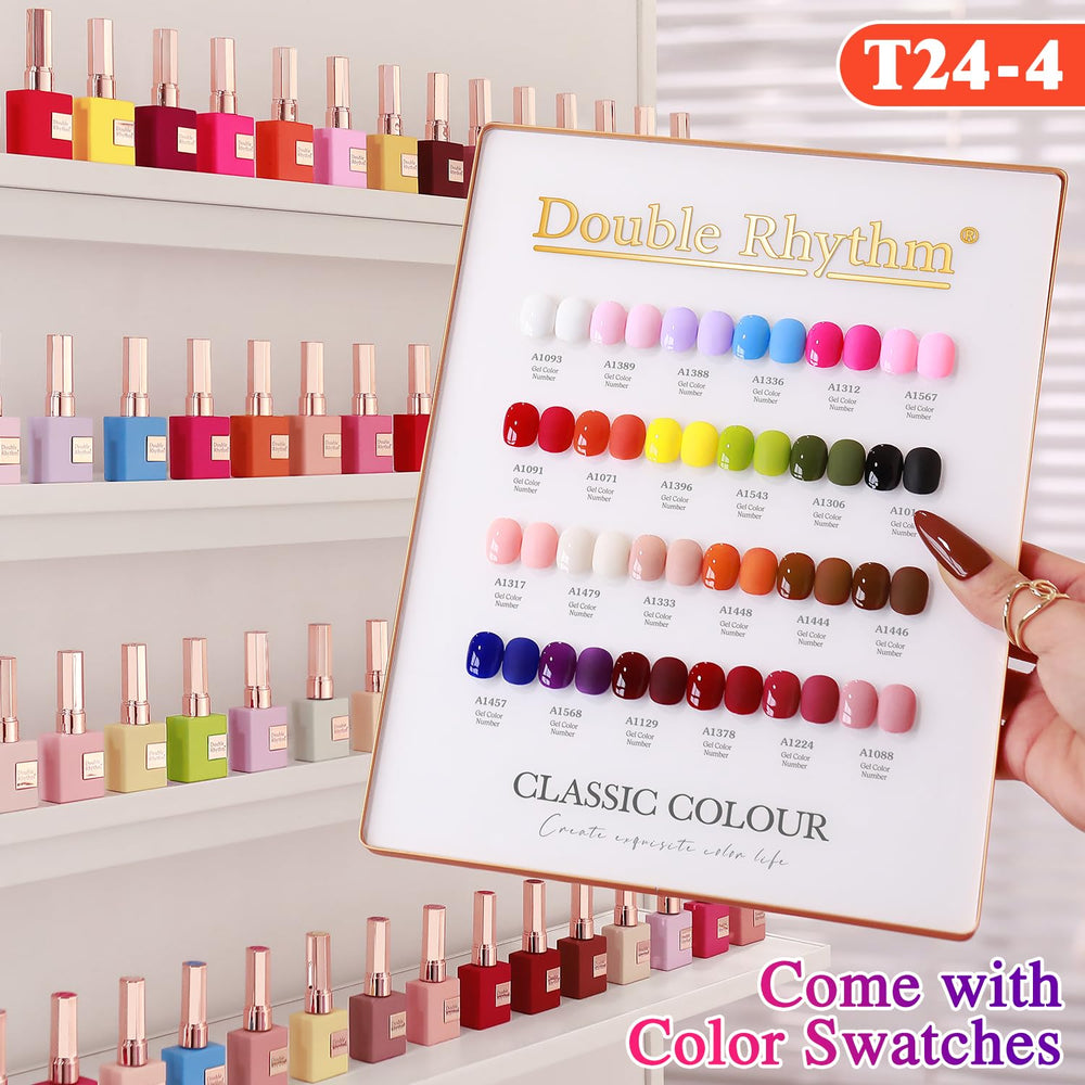 Double Rhythm top coat bottle delivers a high-gloss finish on swatches.