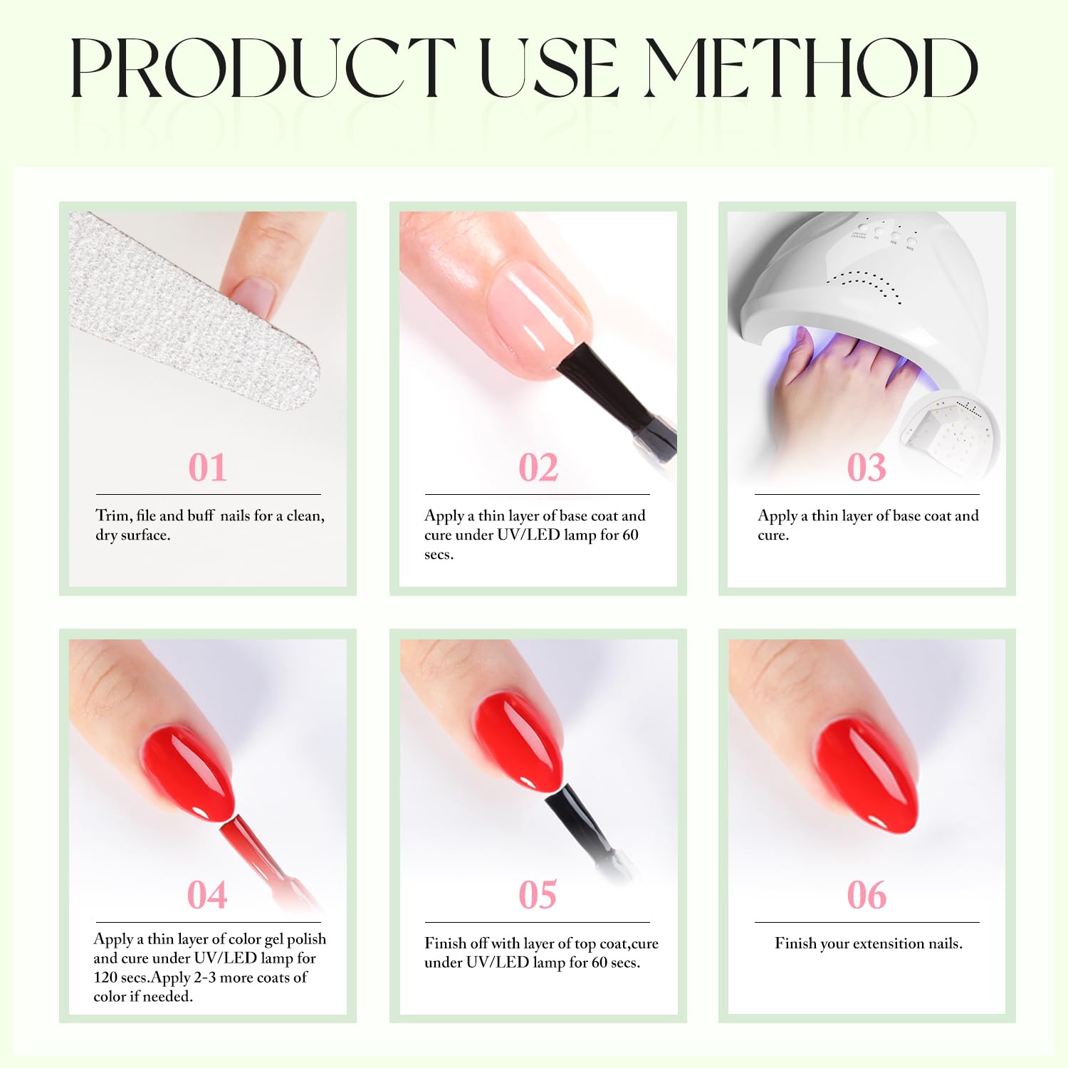 Colorful swatches show the Green-A1409 sheer finish.