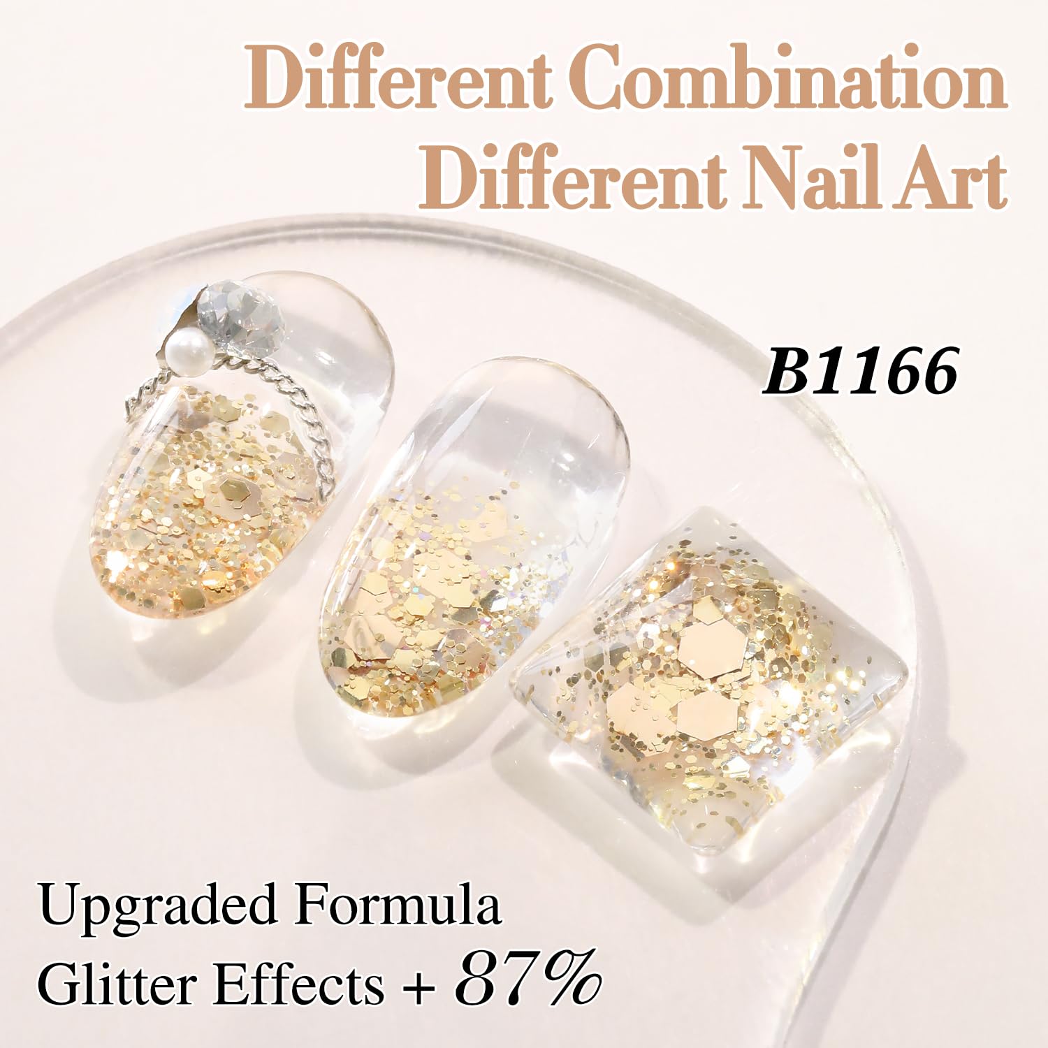 Double Rhythm glitter gel polish cap and label for easy, controlled application.