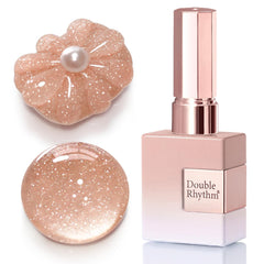 Double Rhythm glitter gel polish nude pink bottle with chic shimmer for nails
