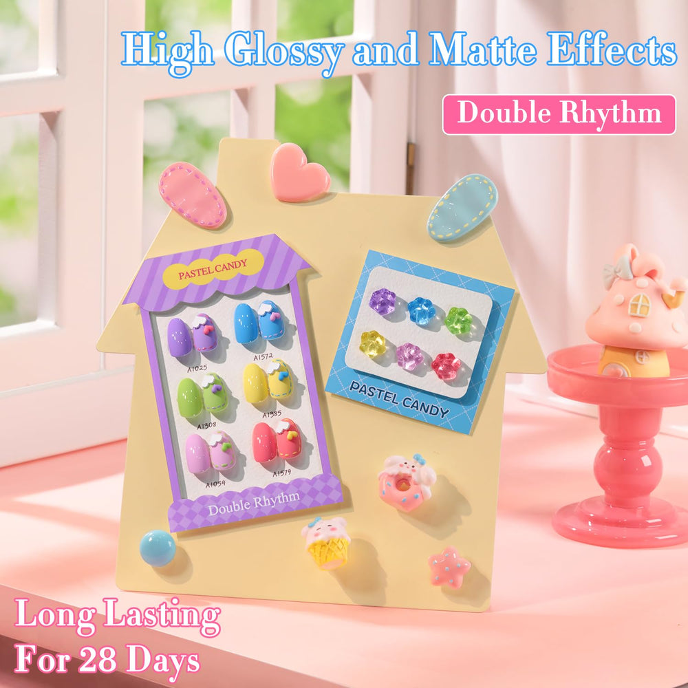Double Rhythm glitter gel polish palette showing rich shimmer for nail art