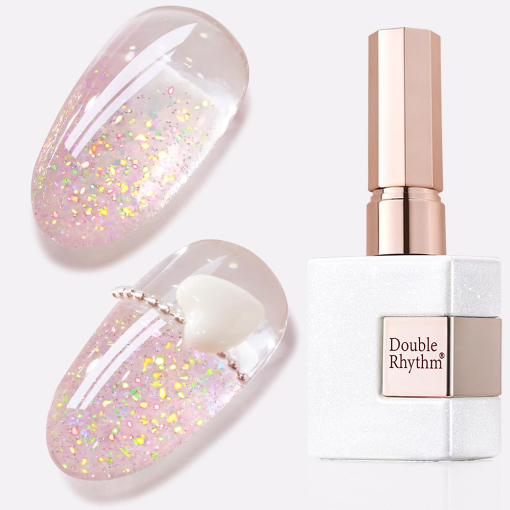 Double Rhythm Pink B1161 bottle front showing pearlescent shimmer for at-home nails